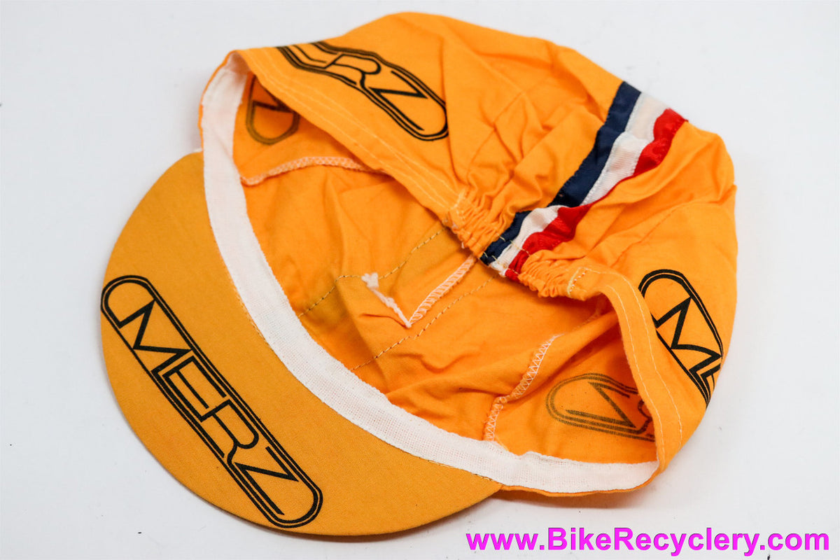 NOS Jim Merz Cycling Cap: Orange + Racing Stripe - Vintage 1980's - RARE Collector's Item