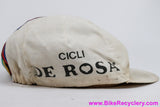 De Rosa Cycling Cap: White w/ WCS Stripes (Well Worn Patina)