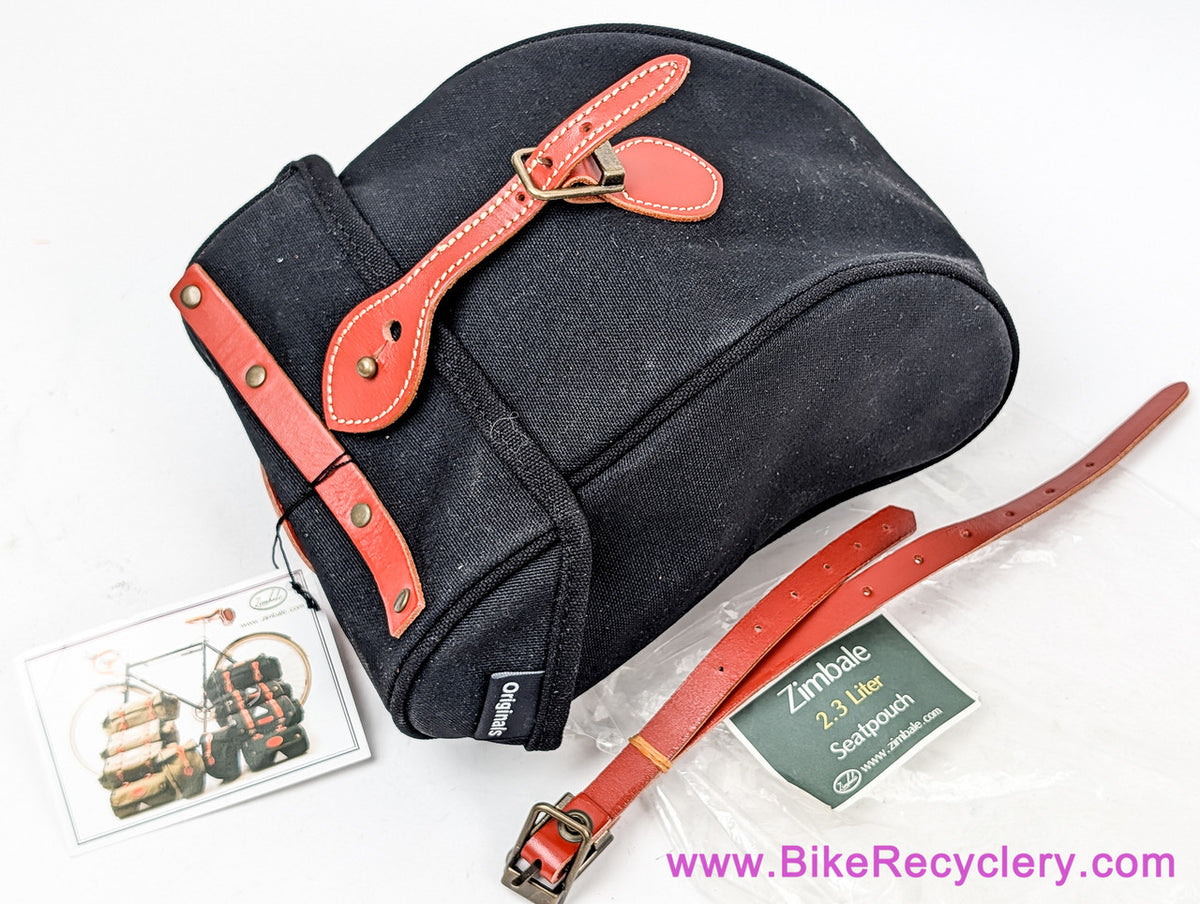 Zambale 2.3L Seat Pouch / Saddle Bag: Black Canvas & Leather (NEW)