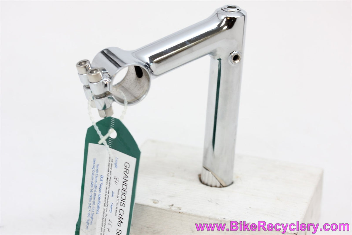 Grand Bois Fillet Brazed Steel Quill Stem: 80mm x 25.4mm - Chrome - Two Bolt - Bell Mount (NEW)