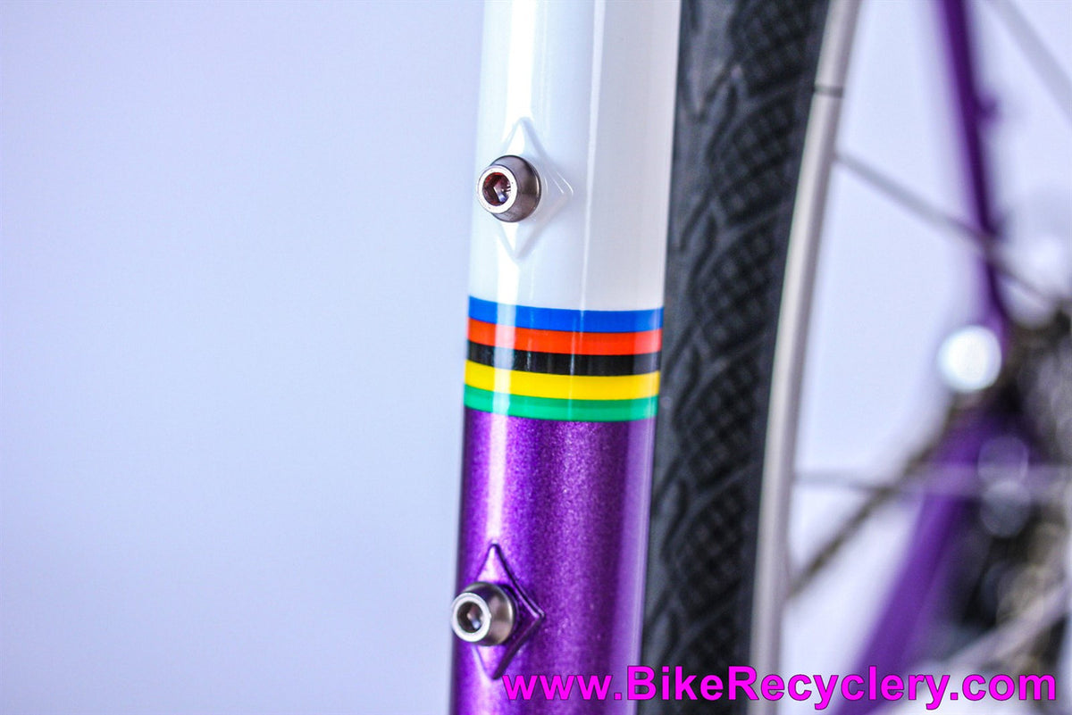 1992 Spectrum Cycles / Tom Kellogg Road Bike: 64cm x 59cm - NEW Joe Bell Resto & NOS Parts - PURPLE & White -  Record / DA 10sp - Henry James Dogbone