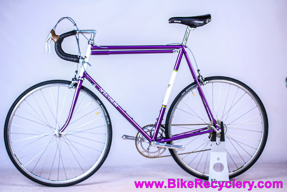 1992 Spectrum Cycles / Tom Kellogg Road Bike: 64cm x 59cm - NEW Joe Bell Resto & NOS Parts - PURPLE & White -  Record / DA 10sp - Henry James Dogbone