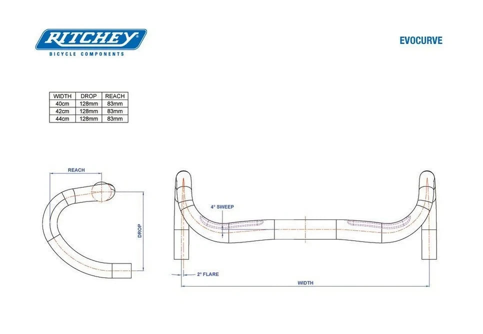 Ritchey WCS Eco Curve Road Drop Handlebars: 40cm x 31.8mm (NEW)