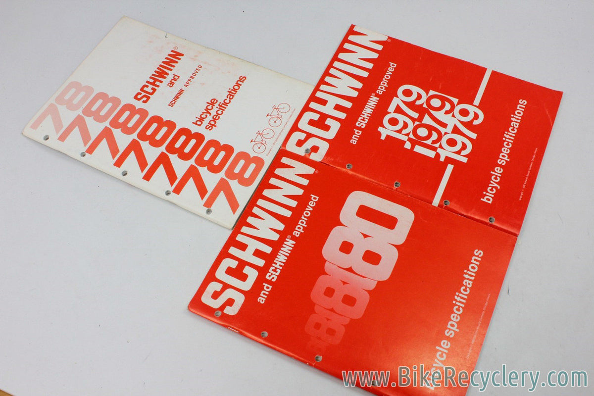 Schwinn Bicycle Repair Parts Specifications Catalog LOT: 1986 to 1999 - 10pc - Stock part specs for every bike model!