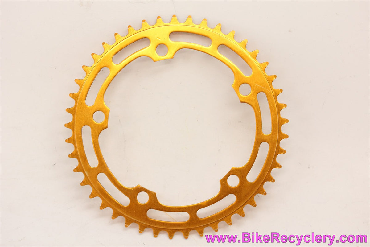 Shimano Takagi DX / MX BMX Chainring: GOLD Ano - 45T x 130mm - 3/32" - Old School 1980's (Near Mint Show Worthy!)