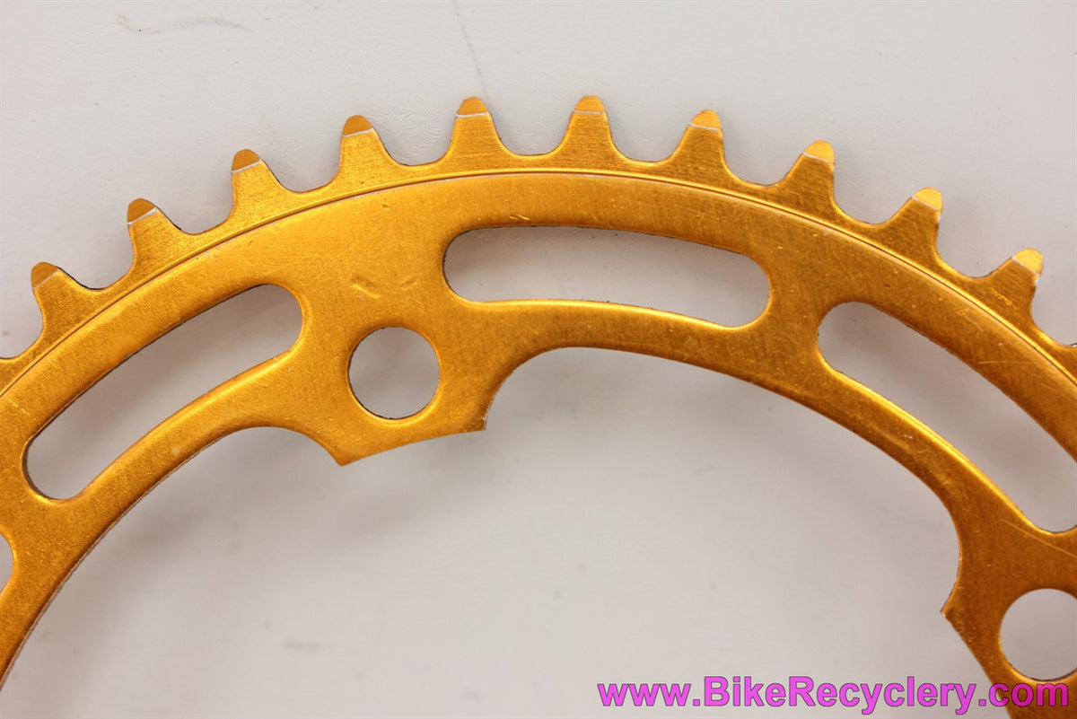 Shimano Takagi DX / MX BMX Chainring: GOLD Ano - 45T x 130mm - 3/32" - Old School 1980's (Near Mint Show Worthy!)