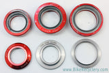 Chris King Inset Headset w/ Extras: 44/49/56mm Cups - 1.5" Base Plate - 1.5 to 1 1/8" Base Plate (RED)