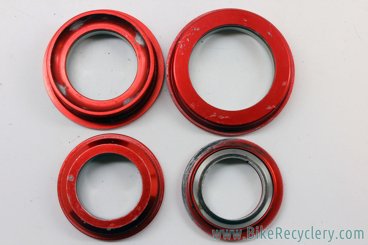 Chris King Inset Headset w/ Extras: 44/49/56mm Cups - 1.5" Base Plate - 1.5 to 1 1/8" Base Plate (RED)