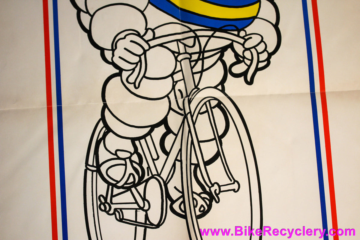 Vintage 1970's Michelin Man Bibendum Bicycle Tires Poster: Large - 32" x 20" (NOS)