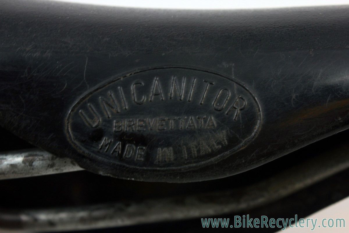 Early Cinelli Unicanitor MOD 50 Plastic Saddle:  NO Cinelli Logo - Not Perforated - Foil Decal - RARE (EXC)