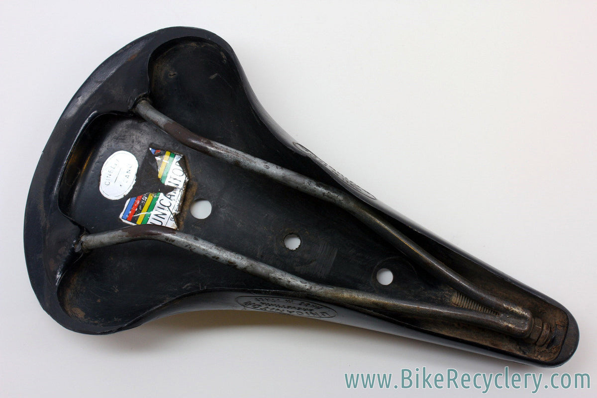 Early Cinelli Unicanitor MOD 50 Plastic Saddle:  NO Cinelli Logo - Not Perforated - Foil Decal - RARE (EXC)