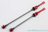 Red Anodized CNC Titanium QR Skewers: 47g - 135mm