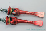 Red Anodized CNC Titanium QR Skewers: 47g - 135mm
