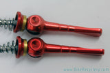 Red Anodized CNC Titanium QR Skewers: 47g - 135mm