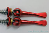 Red Anodized CNC Titanium QR Skewers: 47g - 135mm