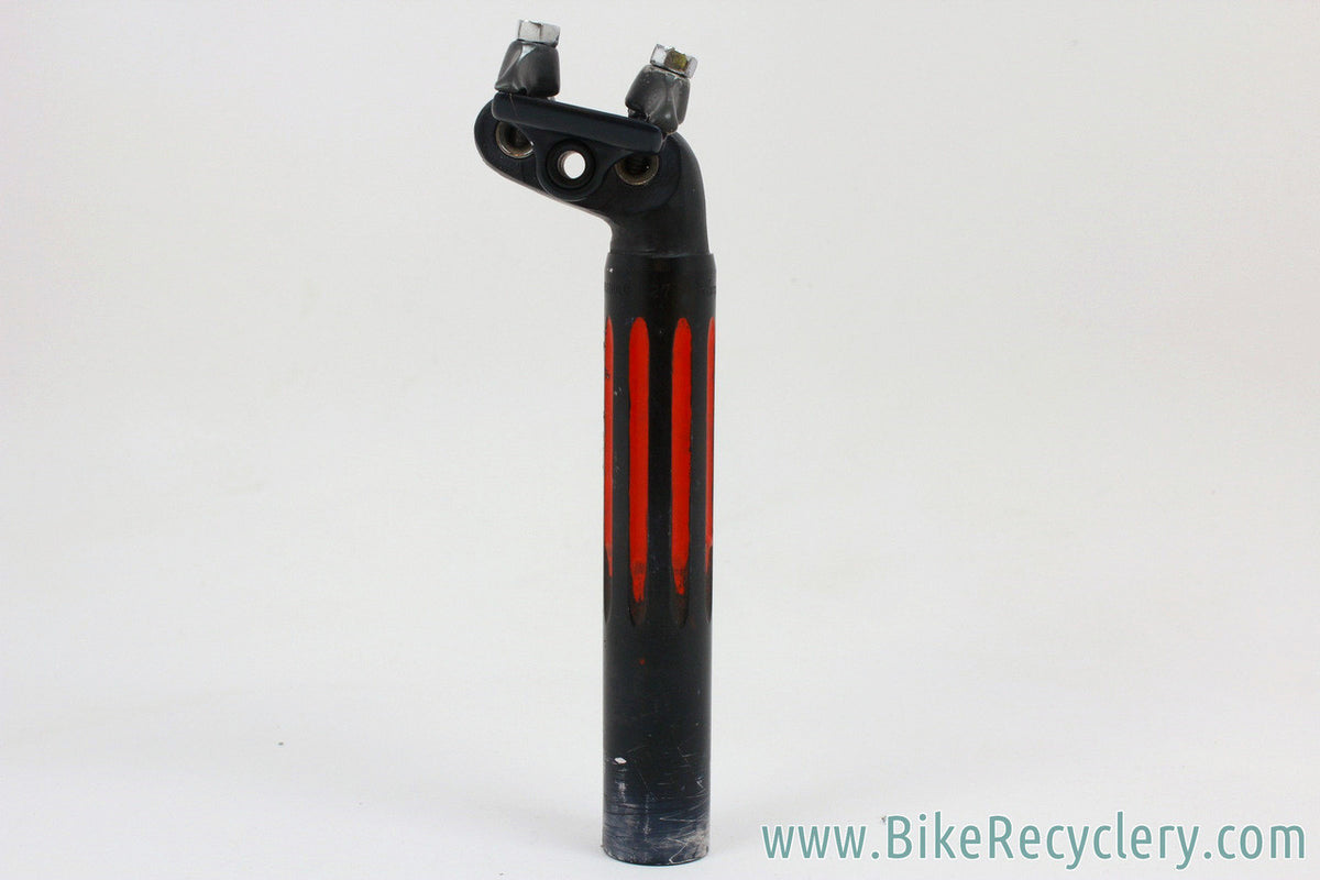 Campagnolo Super Record 2-Bolt Fluted Seatpost: 27mm - 1970's - Alloy Ears - Powdercoated Black & Red (RARE)