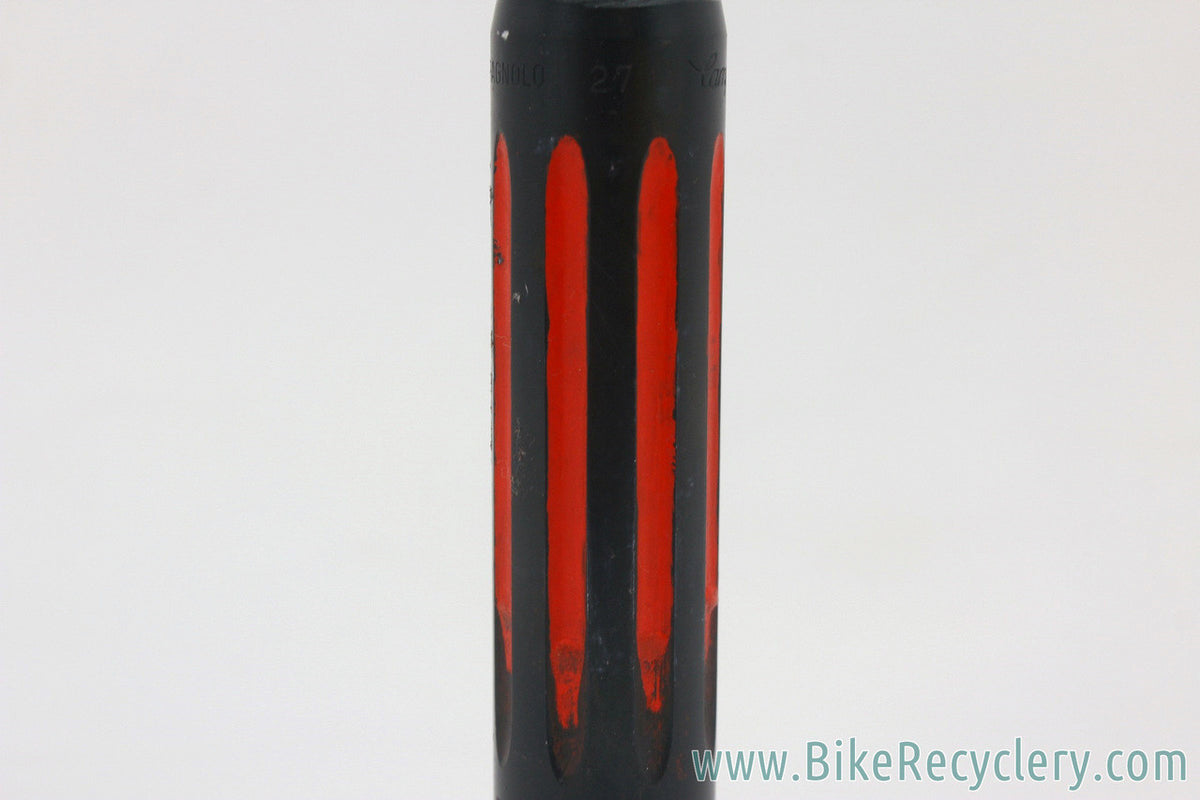 Campagnolo Super Record 2-Bolt Fluted Seatpost: 27mm - 1970's - Alloy Ears - Powdercoated Black & Red (RARE)
