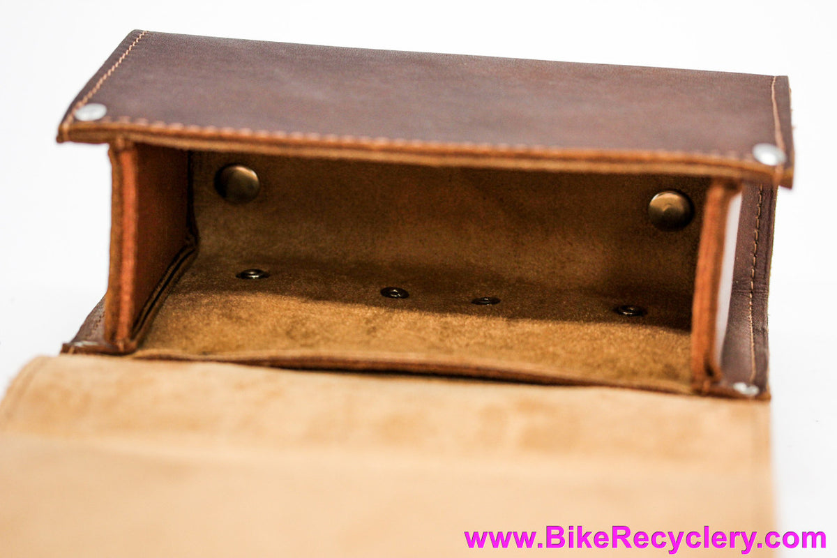Cannondale + Junk Food + Brooks Leather Saddle Bag: Handmade - One of a Kind! Thick Leather - Moto Inspired (NEW)