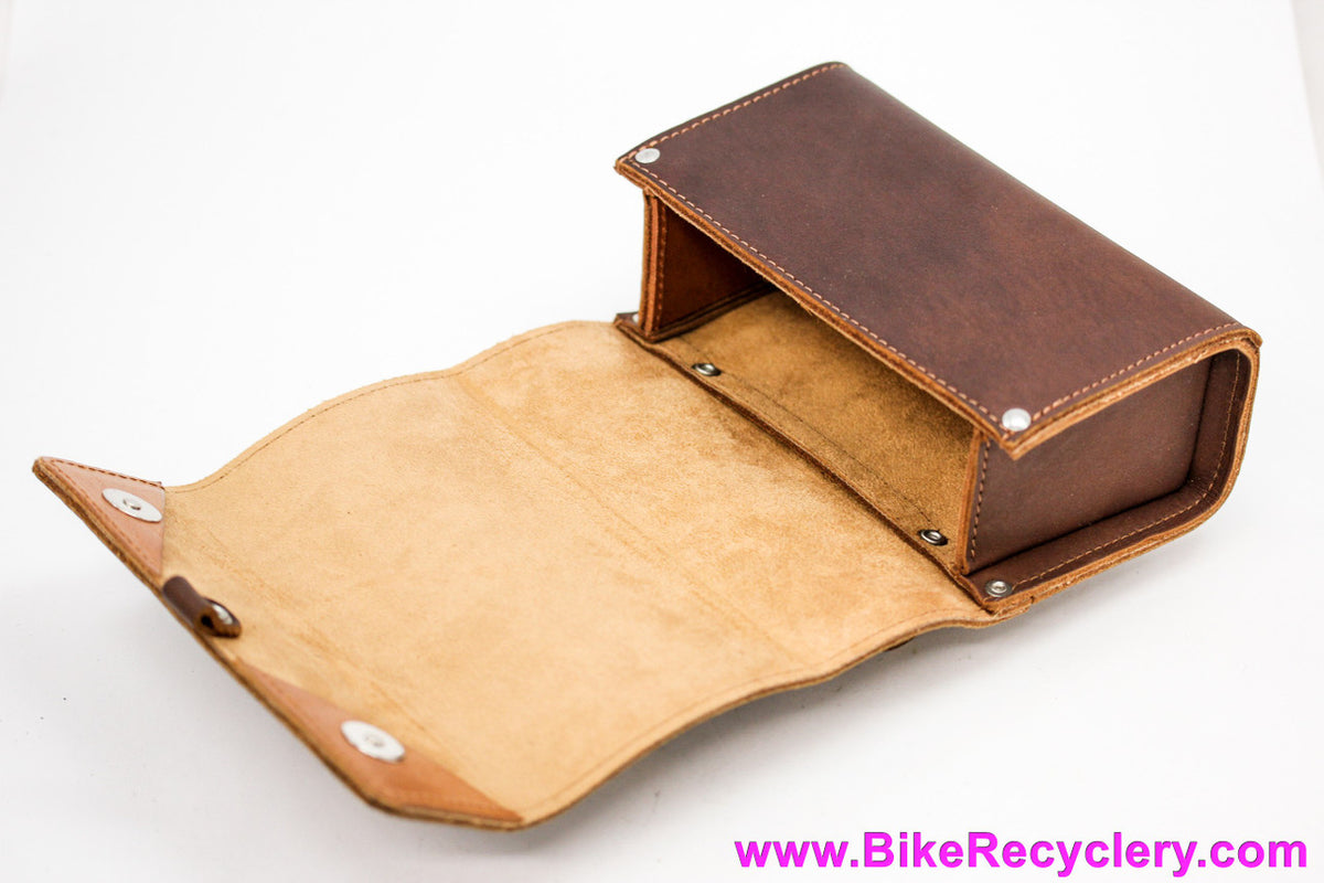 Cannondale + Junk Food + Brooks Leather Saddle Bag: Handmade - One of a Kind! Thick Leather - Moto Inspired (NEW)