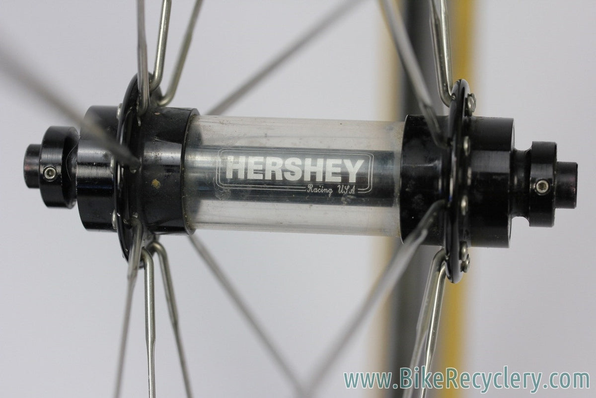 1990's ZIPP 404 Tubular Carbon Wheelset: 18/24H - Hershey Naked / Dura Ace 7700 / Challenge Limus - Yellow/green Decals (Near Mint+)