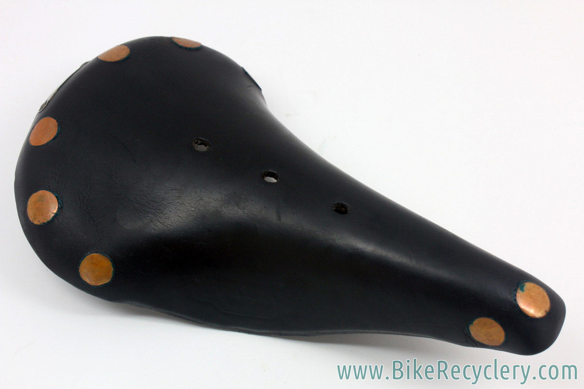 1979 Brooks B17 Leather Saddle: Large Copper Rivets - Black