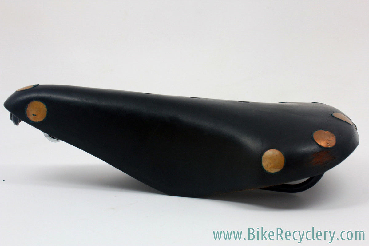 1979 Brooks B17 Leather Saddle: Large Copper Rivets - Black