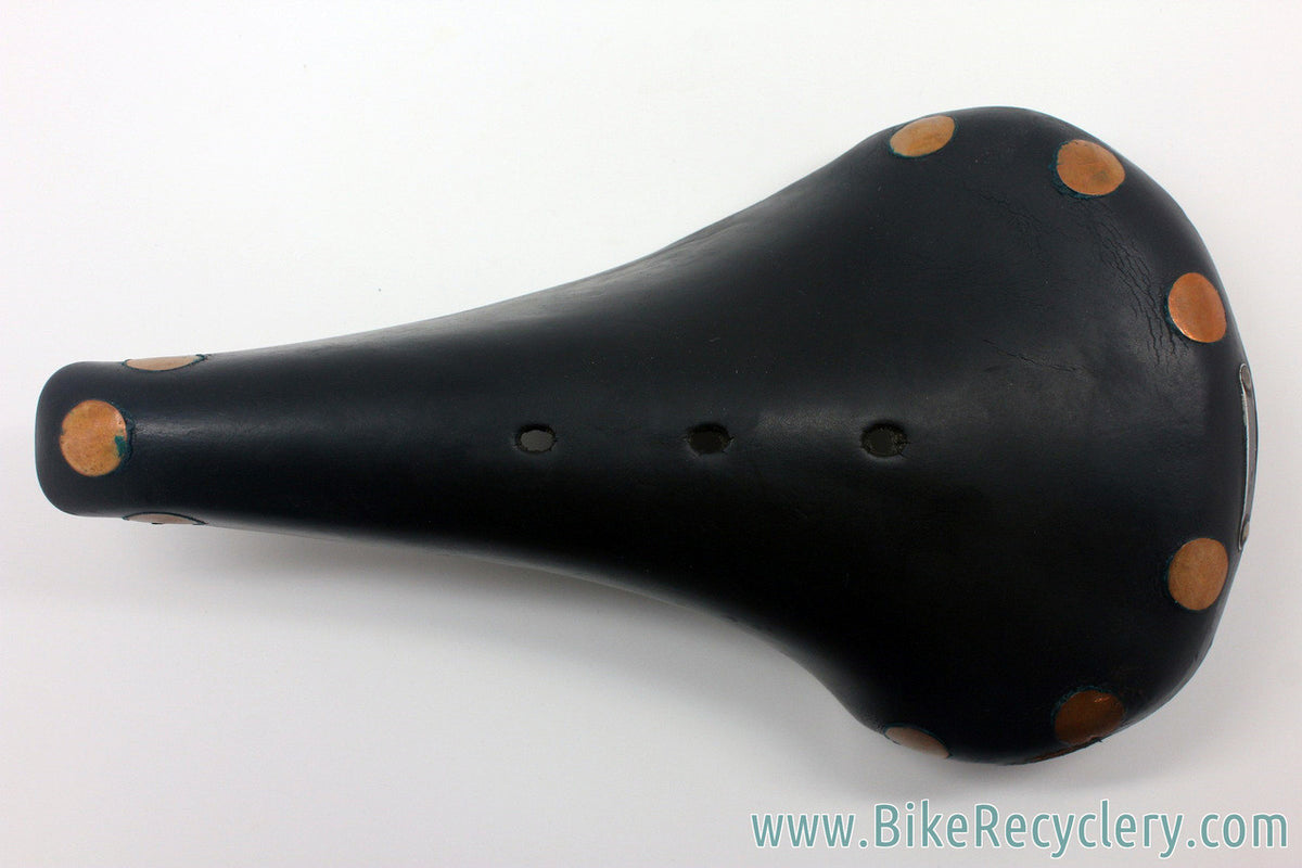 1979 Brooks B17 Leather Saddle: Large Copper Rivets - Black