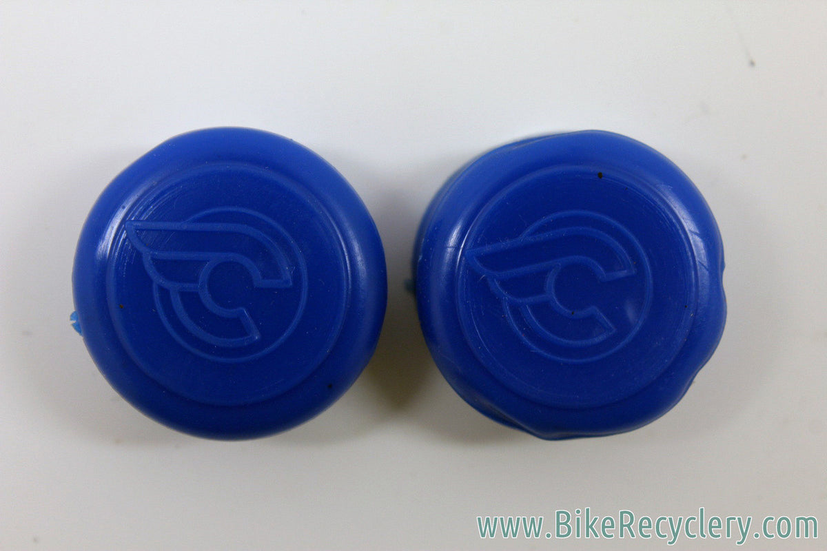NOS Cinelli Rubber Handlebar End Caps: Flying C Logo - Dark Blue (Pair)