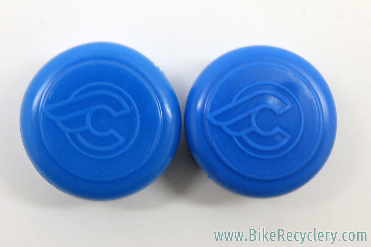 NOS Cinelli Rubber Handlebar End Caps: Flying C Logo - Royal Blue (Pair)