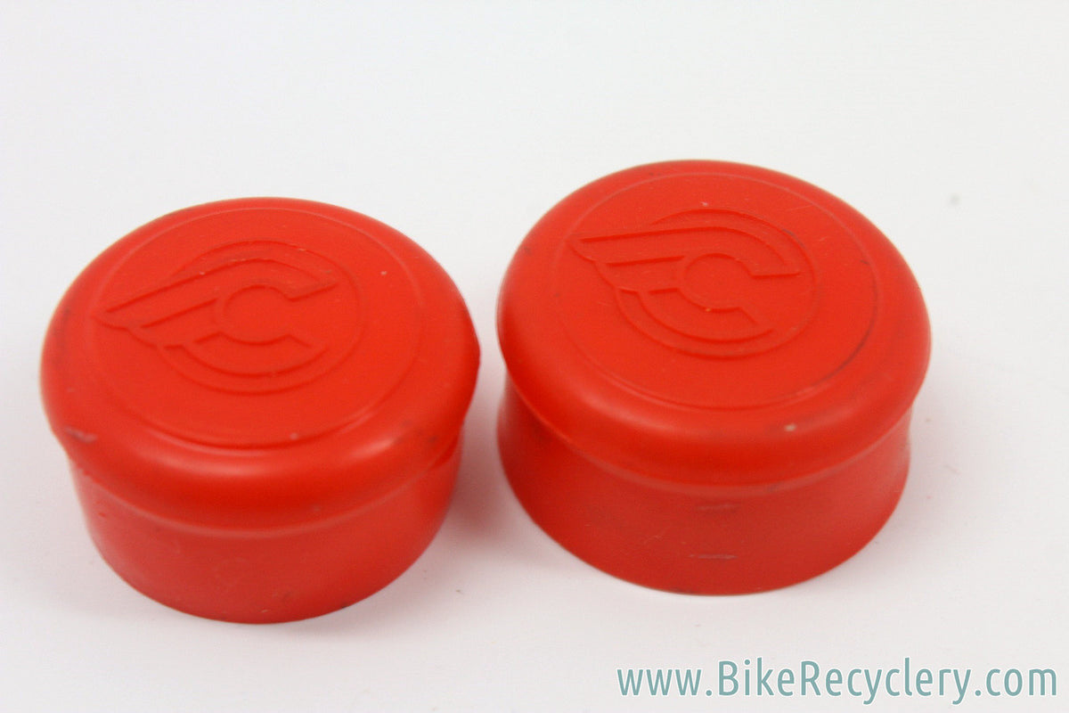 NOS Cinelli Rubber Handlebar End Caps: Red - Flying C Logo (Pair)