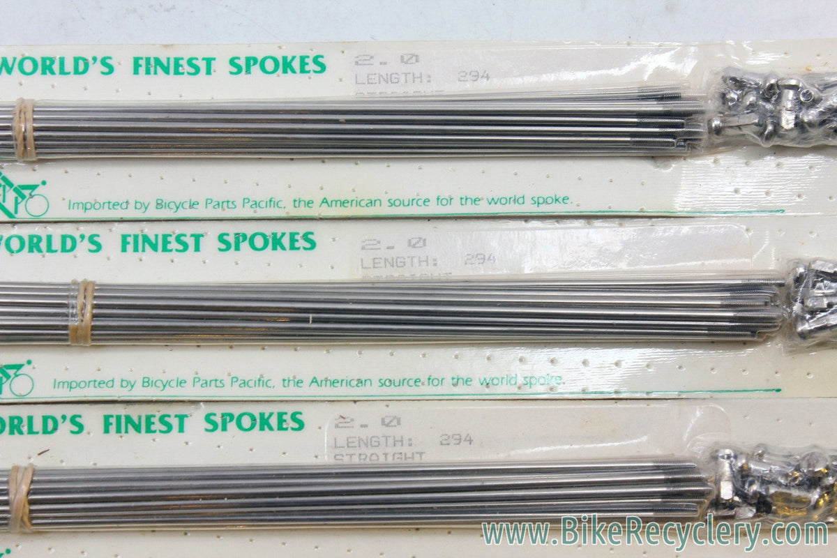 NIB/NOS DT Swiss 2.0 Straight Gauge Spoke Lot: 60 count - 294mm - Vintage 1990's - w/ Nipples