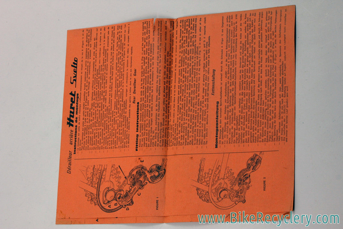 Huret Luxe / Alvit Gruppo Manual w/ Diagrams & Part numbers: 1960's ?