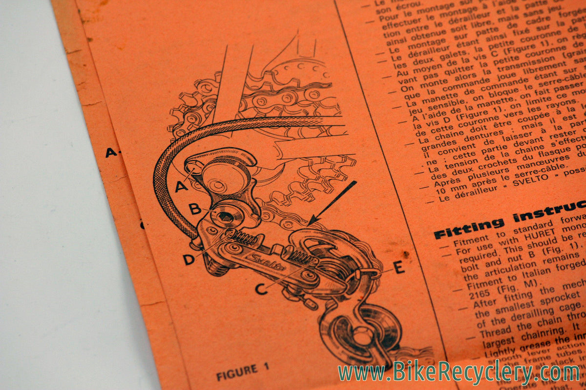 Huret Luxe / Alvit Gruppo Manual w/ Diagrams & Part numbers: 1960's ?