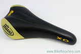 Selle Italia XO Saddle: Black Leather & Yellow Kevlar - Early 2000's (Near Mint)