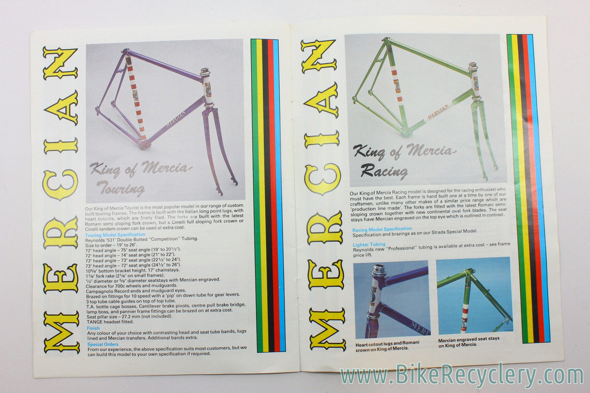 1970's Mercian Bicycles Catalog: Near Mint