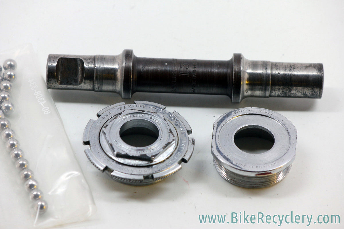Bayliss Wiley Cottered Bottom Bracket: 1940's 1950's - Chrome - Mod. 15 for Single Ring - 122mm x 68mm