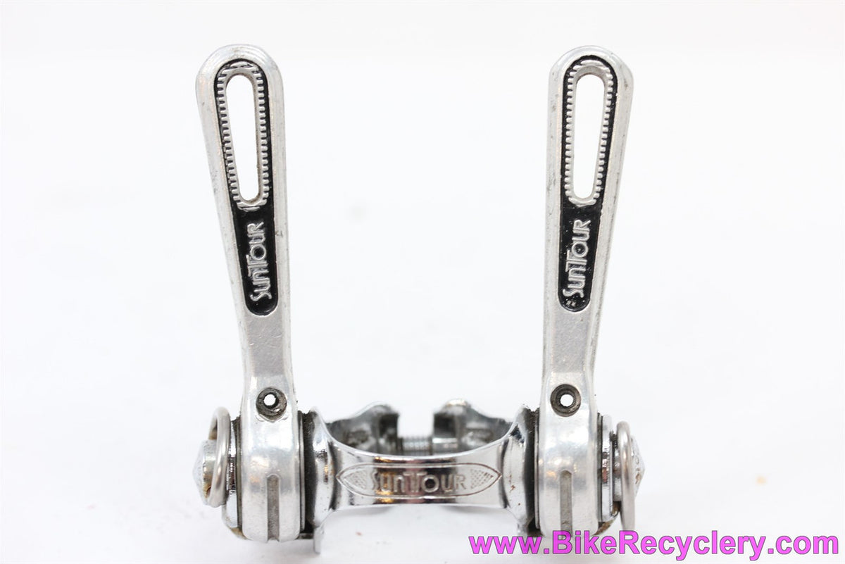 Suntour Blue Line LD-2200 Downtube Shifters: 28.6mm Clamp - Milled Levers (Near Mint+)