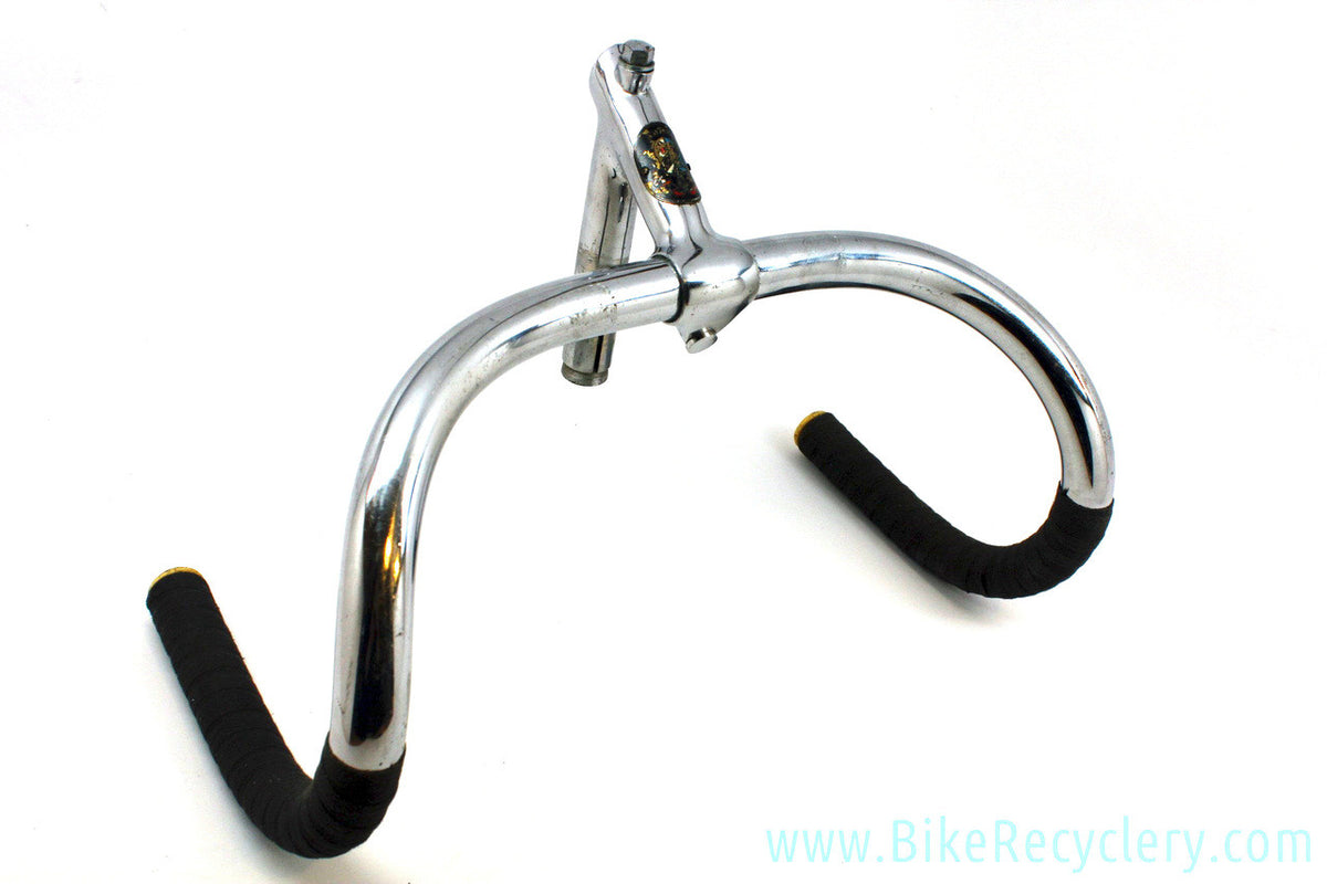 1950's - 1960's Vintage Cinelli Pista STEEL Handlebars & Stem: 65mm Mod 2 Badged Stem- Mod 14 Track Bars 36cm