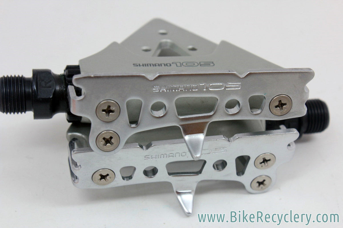 NIB/NOS Shimano 105 PD-1055 Aero Platform Pedals: Clips (L, Blue-Grey) - Cleats - Tool
