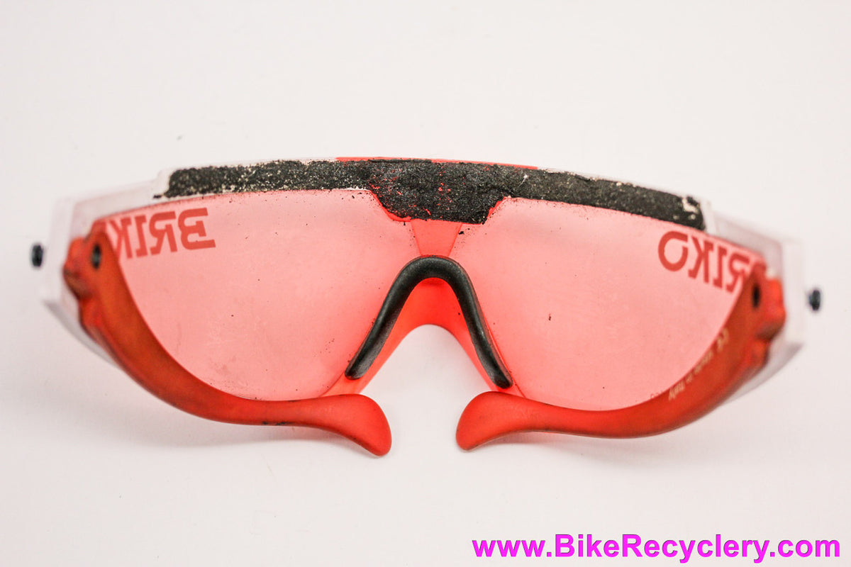 1990's Briko Shot Sunglasses: Mario Cipollini Era! Pro Ridden! White + Orange - Thrama Strato Plus/50 - Swivel Arms