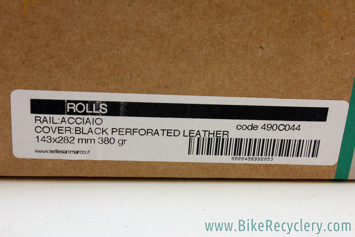 NEW San Marco Rolls Saddle: Black Perforated Leather - Copper Rivets / Rails