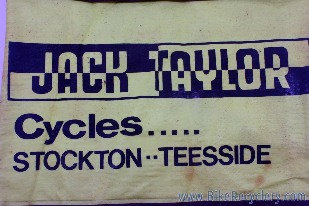 Jack Taylor Cycles Musette Bag: Canvas & Faux Leather - Yellow/Black - 1970's? - Beekay