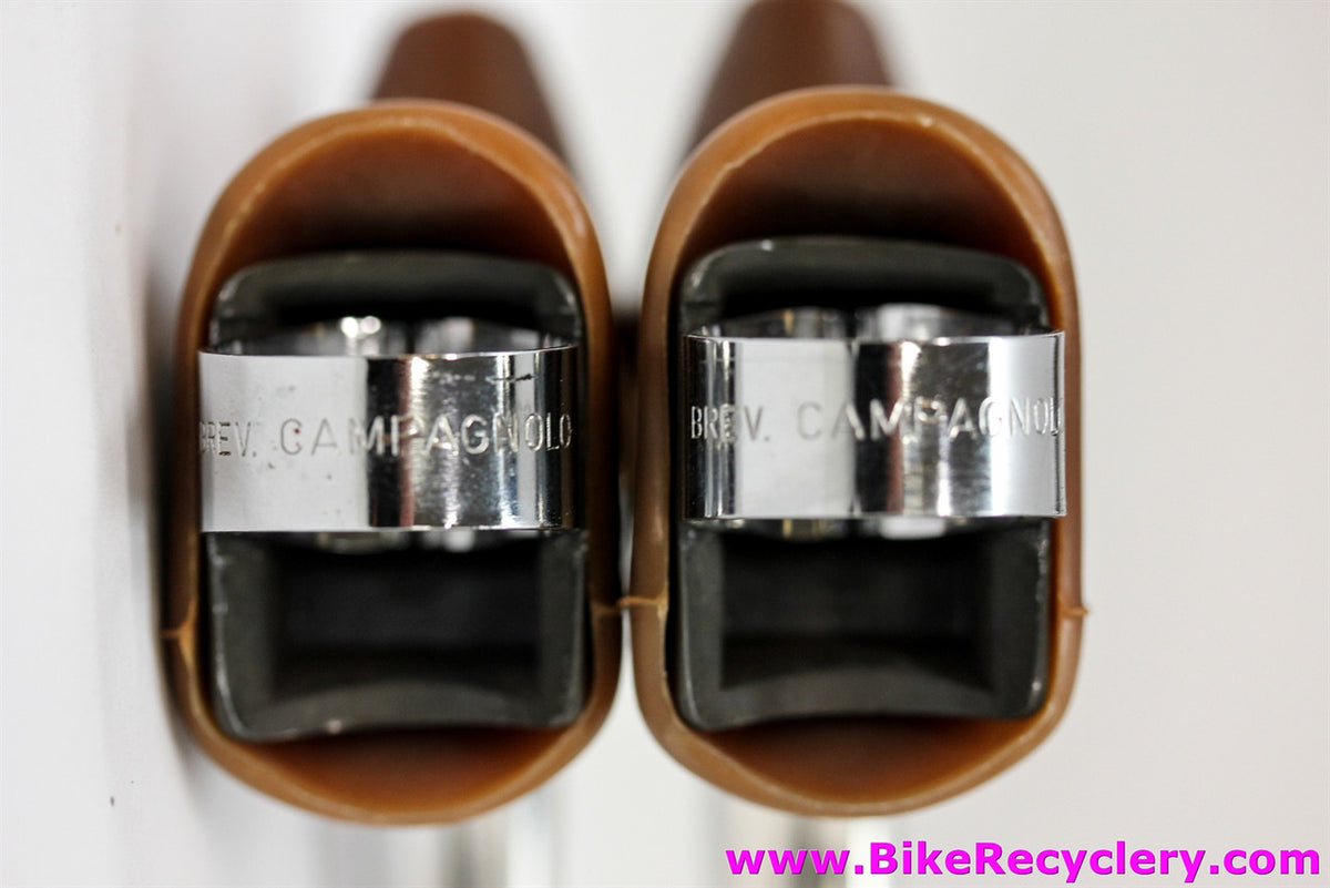 NOS Campagnolo Super Record Brake Levers:  #4062 - Drilled - Gum Tan/Brown Hoods (Take off)