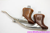 NOS Campagnolo Super Record Brake Levers:  #4062 - Drilled - Gum Tan/Brown Hoods (Take off)