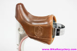 NOS Campagnolo Super Record Brake Levers:  #4062 - Drilled - Gum Tan/Brown Hoods (Take off)