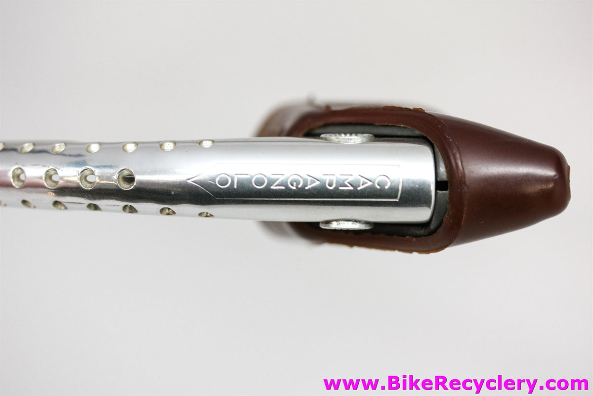 NOS Campagnolo Super Record Brake Levers:  #4062 - Drilled - Gum Tan/Brown Hoods (Take off)