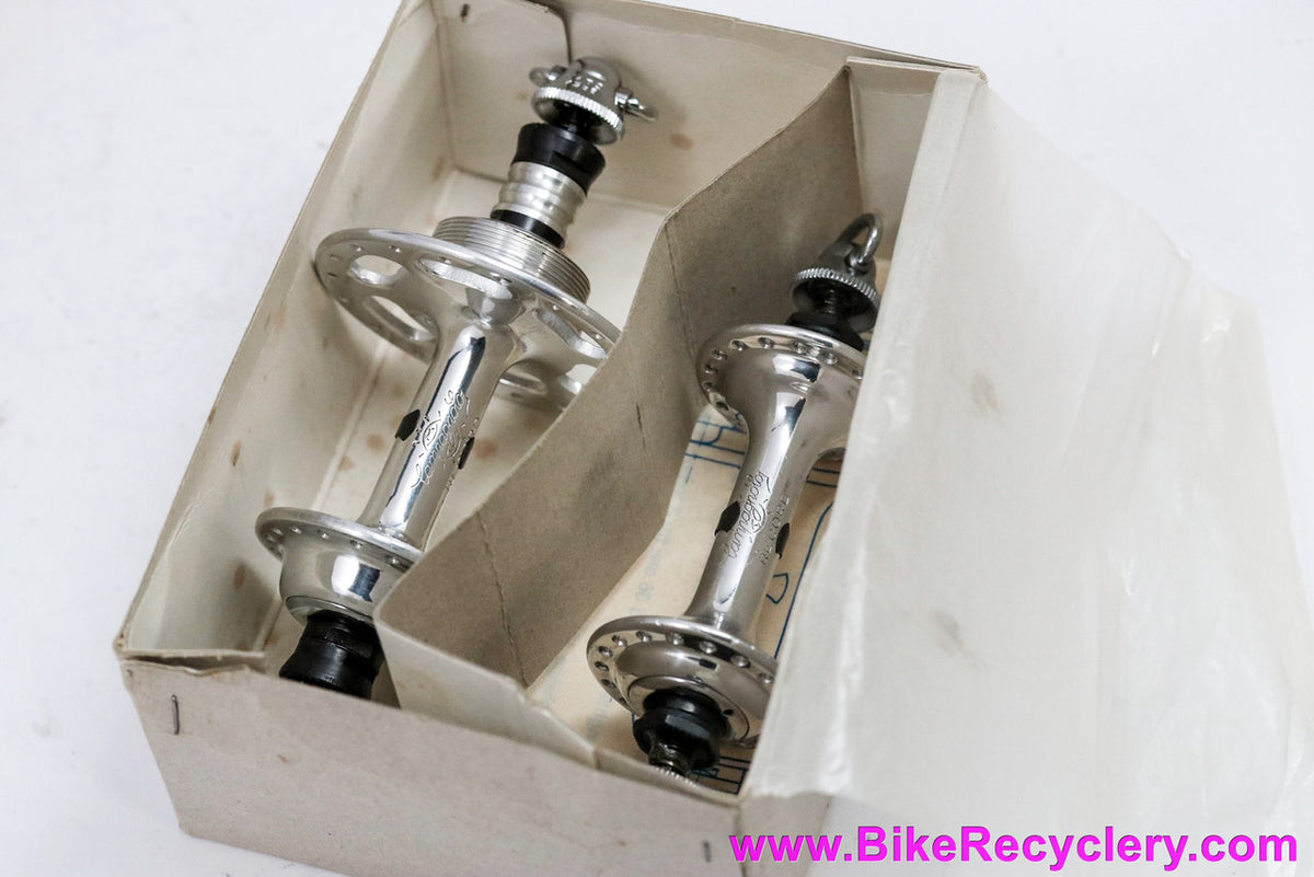 NIB/NOS Campagnolo Nuovo Record Strada HiLo Rear Hub + Low Flange Front Hub + QR's: 36H - 126mm - PRISTINE & UNOBTANIUM!
