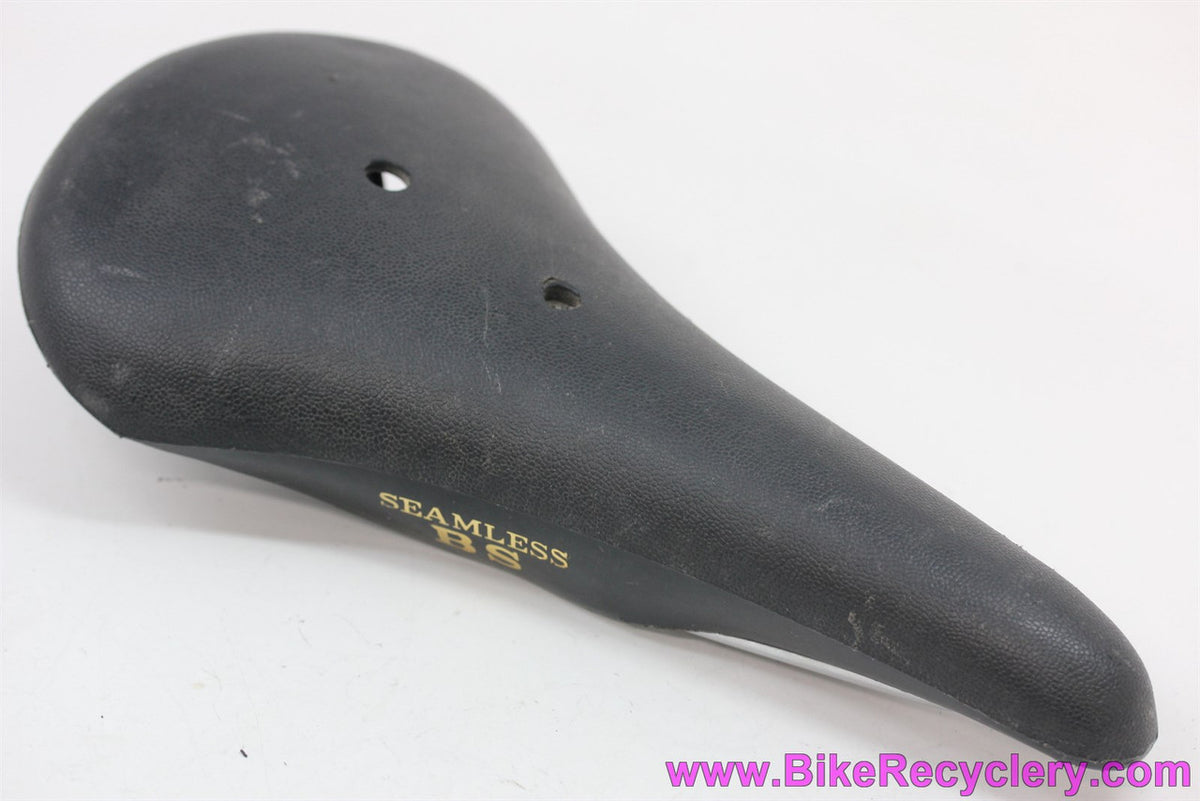 NOS Fujita Seamless BS Uncovered Plastic Saddle: Made in Japan - Black w/ gold Foil Logo- BMX - Kierin