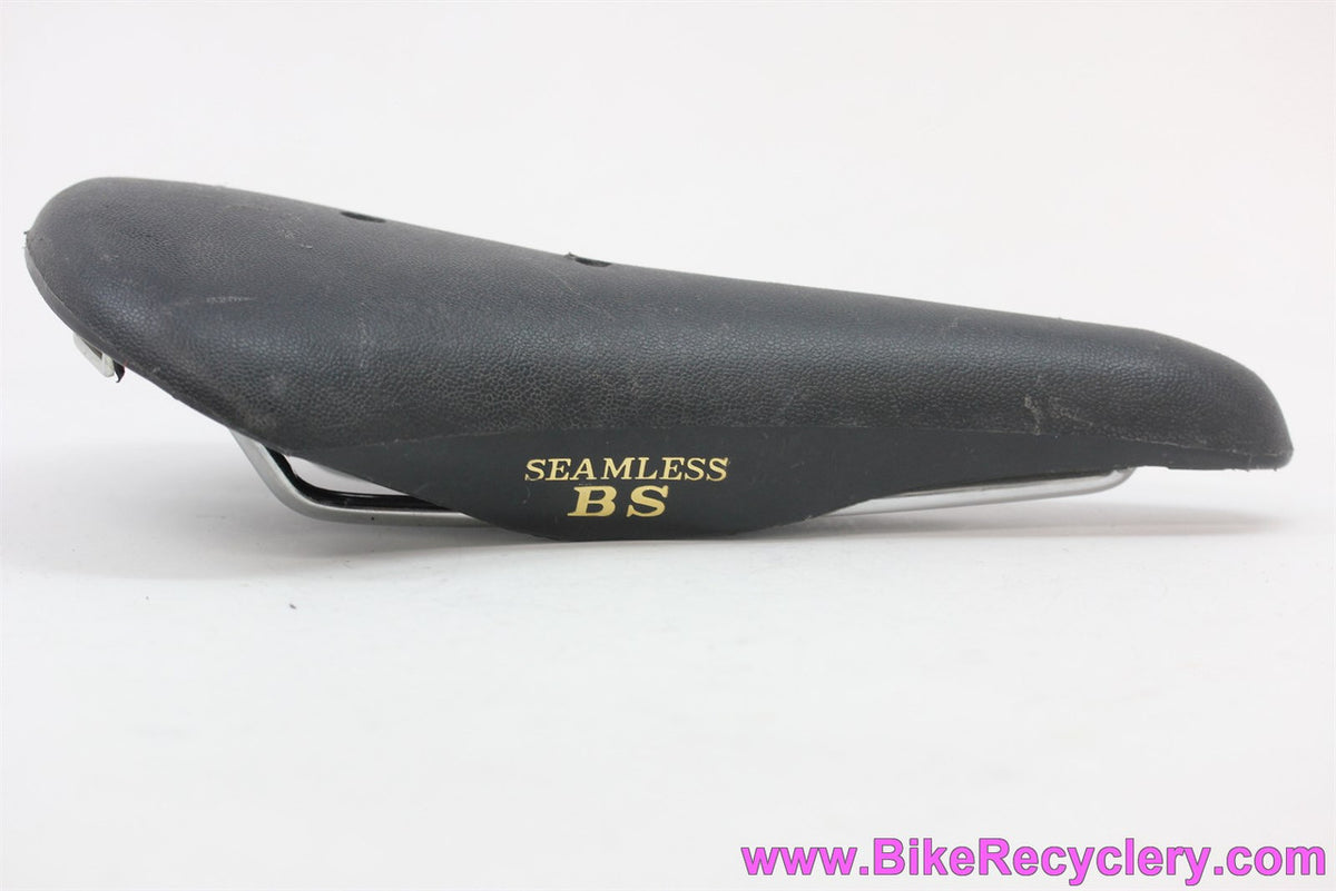 NOS Fujita Seamless BS Uncovered Plastic Saddle: Made in Japan - Black w/ gold Foil Logo- BMX - Kierin