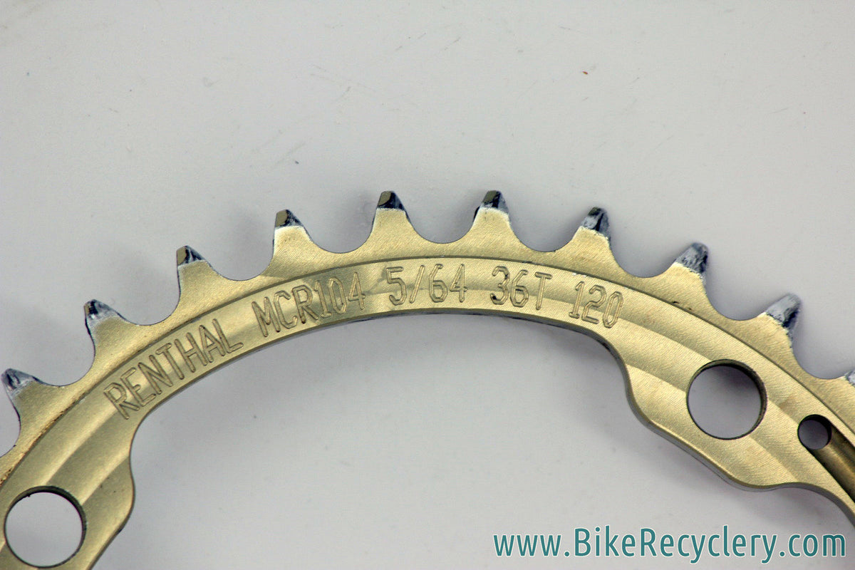 Renthal SR4 Chainring: 36t - 120mm BCD to run SRAM 2x10 as 1x10  - Gold (near mint)